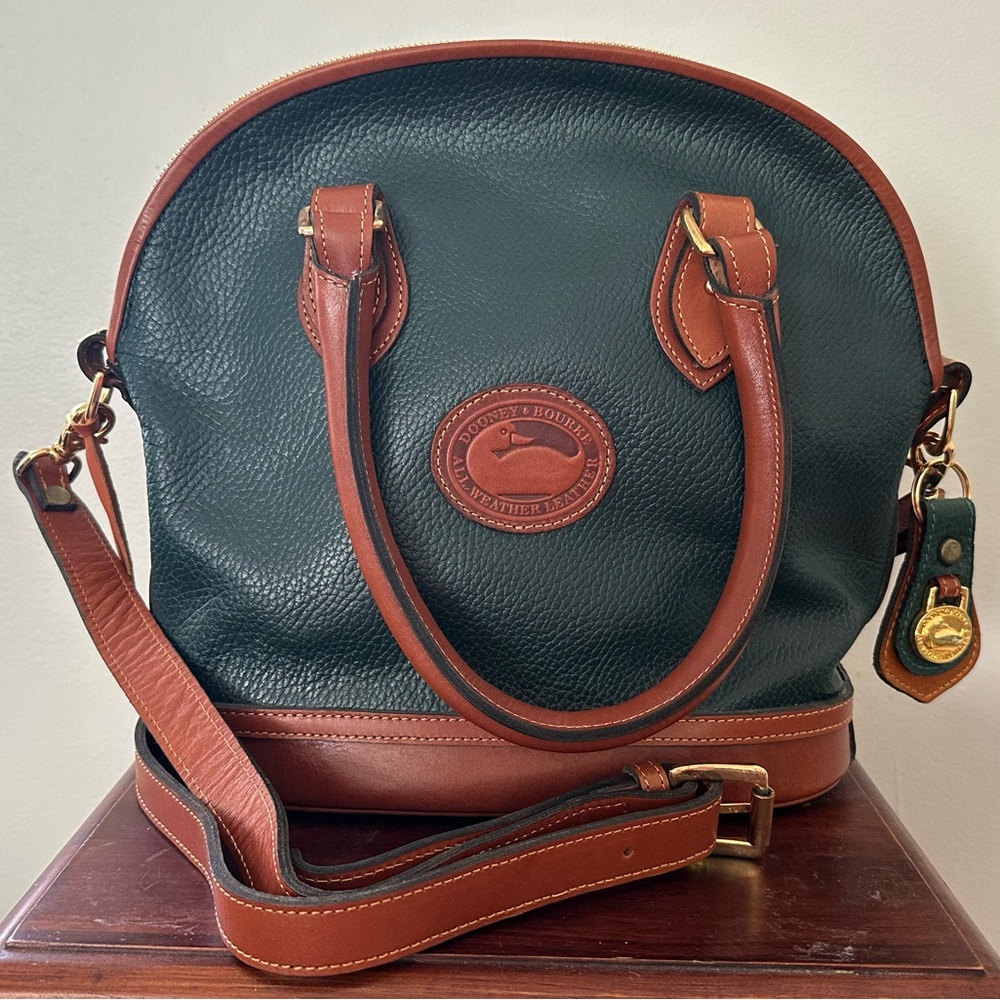 Vintage 1980s Dooney & Bourke All Weather Leather Green/Brown Purse